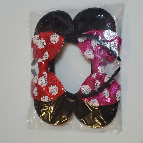 Brand New 2 Mouse Ears Headbands Shiny Sequins Party. - Picture 4 of 11